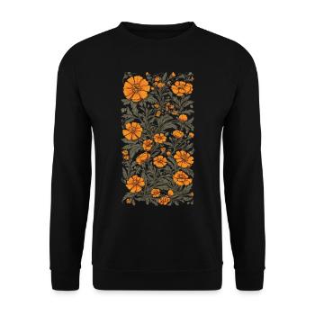 Tagetes Vintage Floral Design Esthétique - Sweat-shirt Unisexe - noir - Devant - Alina (178cm) & Michal (187cm)