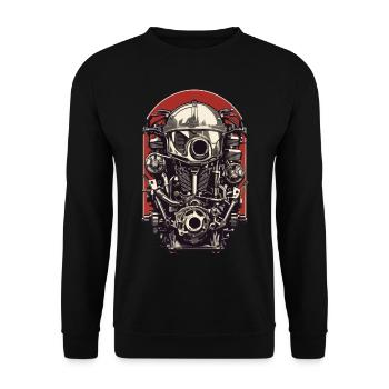 Motor Engineer Motor Vehicle Mechanic Vintage - Unisex Sweatshirt - black - Front - Alina (178cm) & Michal (187cm)