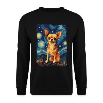 Chihuahua Starry Night - Unisex Pullover - Schwarz - Vorne - Alina (178cm) & Michal (187cm)
