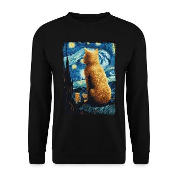 Cat Starry Night - Unisex Sweatshirt - black - Front - Alina (178cm) & Michal (187cm)