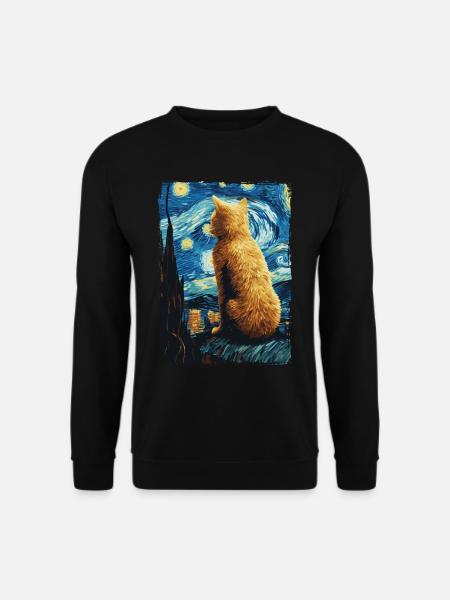 Chat Nuit étoilée - Sweat-shirt Unisexe - noir