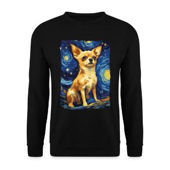Chihuahua Starry Night - Unisex Pullover - Schwarz - Vorne - Alina (178cm) & Michal (187cm)