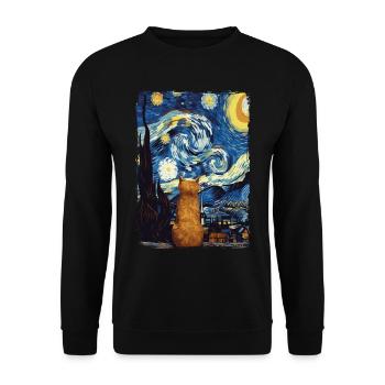 Cat Starry Night - Unisex Sweatshirt - black - Front - Alina (178cm) & Michal (187cm)