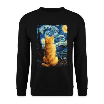 Cat Starry Night - Unisex Sweatshirt - black - Front - Alina (178cm) & Michal (187cm)