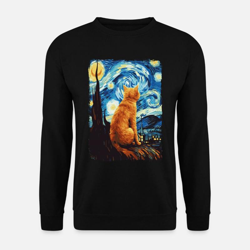 Katze Starry Night - Unisex Pullover - Schwarz