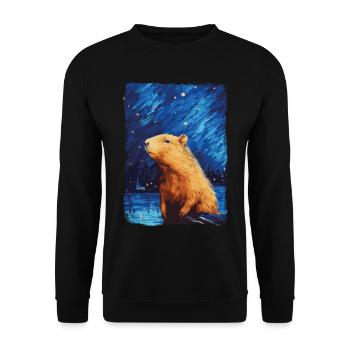 Capybara Starry Night - Unisex Sweatshirt - black - Front - Alina (178cm) & Michal (187cm)