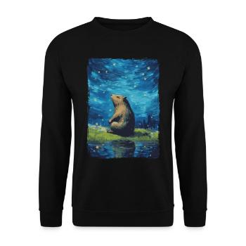 Capybara Starry Night - Unisex Sweatshirt - black - Front - Alina (178cm) & Michal (187cm)