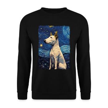 Bullterrier Starry Night - Unisex Pullover - Schwarz - Vorne - Alina (178cm) & Michal (187cm)