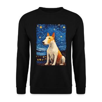 Bullterrier Starry Night - Unisex Pullover - Schwarz - Vorne - Alina (178cm) & Michal (187cm)