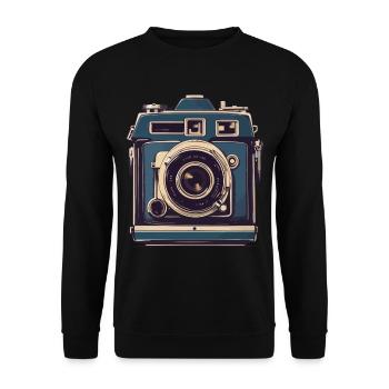 Appareil photo vintage esthétique rétro appareil photo - Sweat-shirt Unisexe - noir - Devant - Alina (178cm) & Michal (187cm)