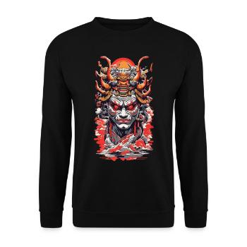 Esthétique Yokai Japonais Démon Streetwear - Sweat-shirt Unisexe - noir - Devant - Alina (178cm) & Michal (187cm)