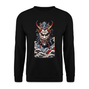 Aesthetic Yokai Oni Ukiyo-E Japan Demon Style - Unisex Sweatshirt - black - Front - Alina (178cm) & Michal (187cm)