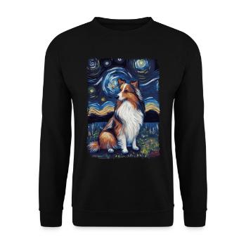 Shetland Shepherd Starry Night - Unisex Sweatshirt - black - Front - Alina (178cm) & Michal (187cm)
