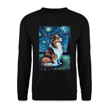 Shetland Shepherd Starry Night - Unisex Sweatshirt - black - Front - Alina (178cm) & Michal (187cm)
