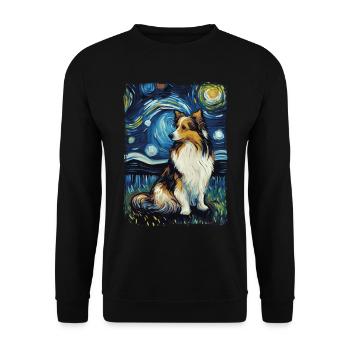 Shetland Shepherd Starry Night - Unisex Sweatshirt - black - Front - Alina (178cm) & Michal (187cm)