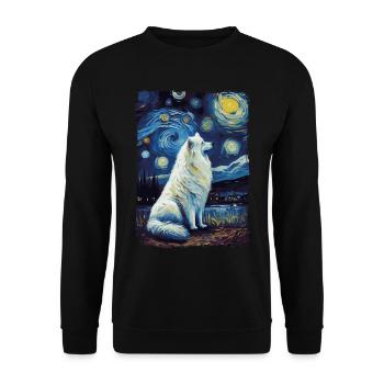Samoyed Starry Night - Unisex Sweatshirt - black - Front - Alina (178cm) & Michal (187cm)