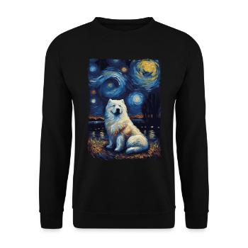Samoyed Starry Night - Unisex Pullover - Schwarz - Vorne - Alina (178cm) & Michal (187cm)