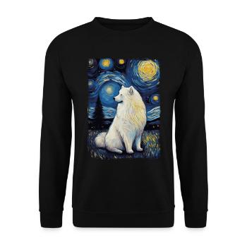 Samoyed Starry Night - Unisex Sweatshirt - black - Front - Alina (178cm) & Michal (187cm)