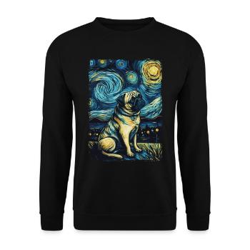 Pug Starry Night - Unisex Sweatshirt - black - Front - Alina (178cm) & Michal (187cm)