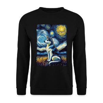 Husky Starry Night - Unisex Pullover - Schwarz - Vorne - Alina (178cm) & Michal (187cm)