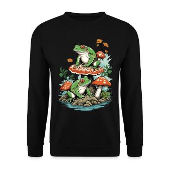 The Frog Streetwear Aesthetic Vintage Design - Unisex Sweatshirt - black - Front - Alina (178cm) & Michal (187cm)