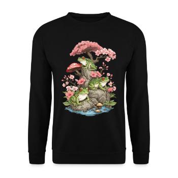 Goblincore Streetwear Aesthetic Vintage Frog - Unisex Sweatshirt - black - Front - Alina (178cm) & Michal (187cm)