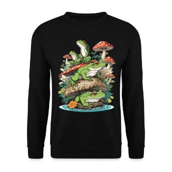 Frog Streetwear Aesthetic Vintage Design - Unisex Sweatshirt - black - Front - Alina (178cm) & Michal (187cm)