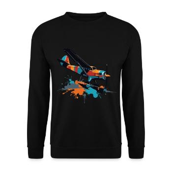 Model Airplane Pilot Airplane Hobby Airplane - Unisex Sweatshirt - black - Front - Alina (178cm) & Michal (187cm)