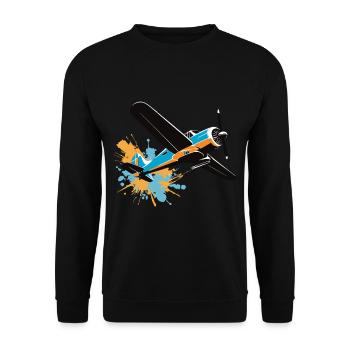 Model Airplane Pilot Airplane Hobby Design - Unisex Sweatshirt - black - Front - Alina (178cm) & Michal (187cm)
