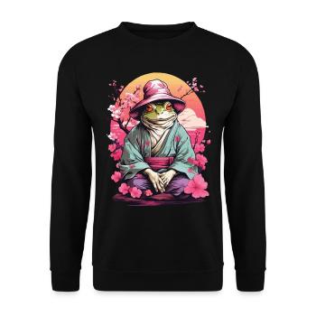 Vaporwave Aesthetic Vintage Frog Streetwear - Unisex Sweatshirt - black - Front - Alina (178cm) & Michal (187cm)