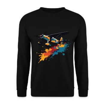 Model Airplane Pilot Airplane Hobby Passion - Unisex Sweatshirt - black - Front - Alina (178cm) & Michal (187cm)