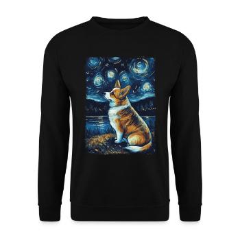 Corgi Starry Night - Unisex Pullover - Schwarz - Vorne - Alina (178cm) & Michal (187cm)