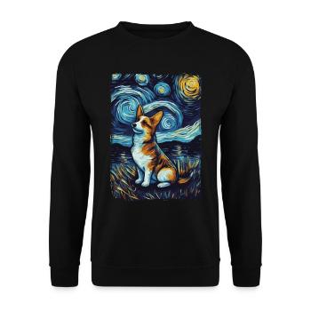 Corgi Starry Night - Unisex Pullover - Schwarz - Vorne - Alina (178cm) & Michal (187cm)