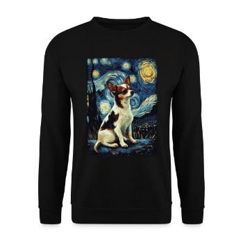 Chihuahua Starry Night - Unisex Pullover - Schwarz - Vorne - Alina (178cm) & Michal (187cm)