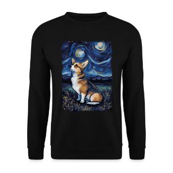 Corgi Starry Night - Unisex Pullover - Schwarz - Vorne - Alina (178cm) & Michal (187cm)