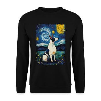 Bullterrier Starry Night - Unisex Pullover - Schwarz - Vorne - Alina (178cm) & Michal (187cm)