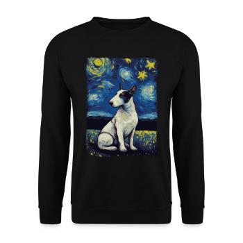 Bullterrier Starry Night - Unisex Pullover - Schwarz - Vorne - Alina (178cm) & Michal (187cm)