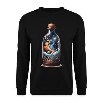 De l’espace dans une bouteille streetwear bohème style bohème - Sweat-shirt Unisexe - noir - Devant - Alina (178cm) & Michal (187cm)