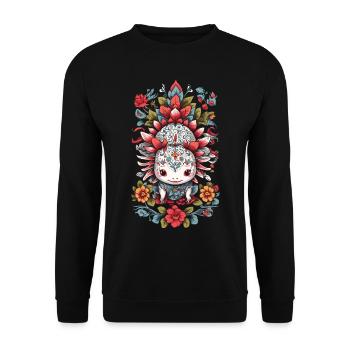 Mexican Floral Axolotl Aesthetics - Unisex Sweatshirt - black - Front - Alina (178cm) & Michal (187cm)