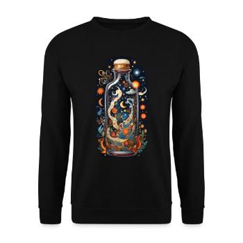 Espace floral dans l’esthétique de style bohème bouteille - Sweat-shirt Unisexe - noir - Devant - Alina (178cm) & Michal (187cm)