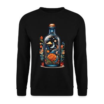 Floral Outer Space Boho Style Aesthetic - Unisex Sweatshirt - black - Front - Alina (178cm) & Michal (187cm)