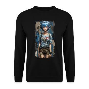 Blue Angel with Mechanical Heart - Unisex Sweatshirt - black - Front - Alina (178cm) & Michal (187cm)