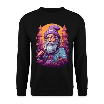 Old Dude Vivid Colors Psychedelic Forest Mushrooms - Unisex Sweatshirt - black - Front - Alina (178cm) & Michal (187cm)
