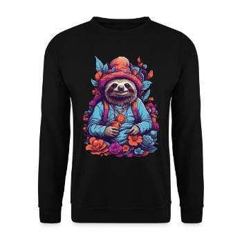 Psychedelic Art Music Festival Forest Mushrooms Goa - Unisex Sweatshirt - black - Front - Alina (178cm) & Michal (187cm)