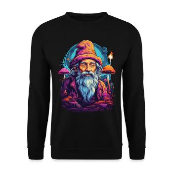 Vivid Colors Music Festival Forest Mushrooms - Unisex Sweatshirt - black - Front - Alina (178cm) & Michal (187cm)