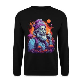 Vivid Colors Forest Mushrooms Music Festival Art - Unisex Sweatshirt - black - Front - Alina (178cm) & Michal (187cm)