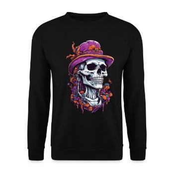 Skull Psychedelic Art Goa Trance Mushrooms - Unisex Sweatshirt - black - Front - Alina (178cm) & Michal (187cm)