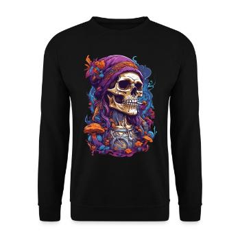 Psychedelic Skull Wald Pilze Musik Festival Art - Unisex Pullover - Schwarz - Vorne - Alina (178cm) & Michal (187cm)