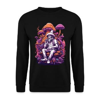 Vivid Colors Forest Mushrooms Music Festival Art - Unisex Sweatshirt - black - Front - Alina (178cm) & Michal (187cm)