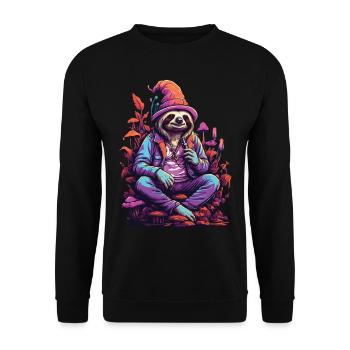 Sloth Psychedelic Art Woodland Mushrooms Music Festival - Unisex Sweatshirt - black - Front - Alina (178cm) & Michal (187cm)